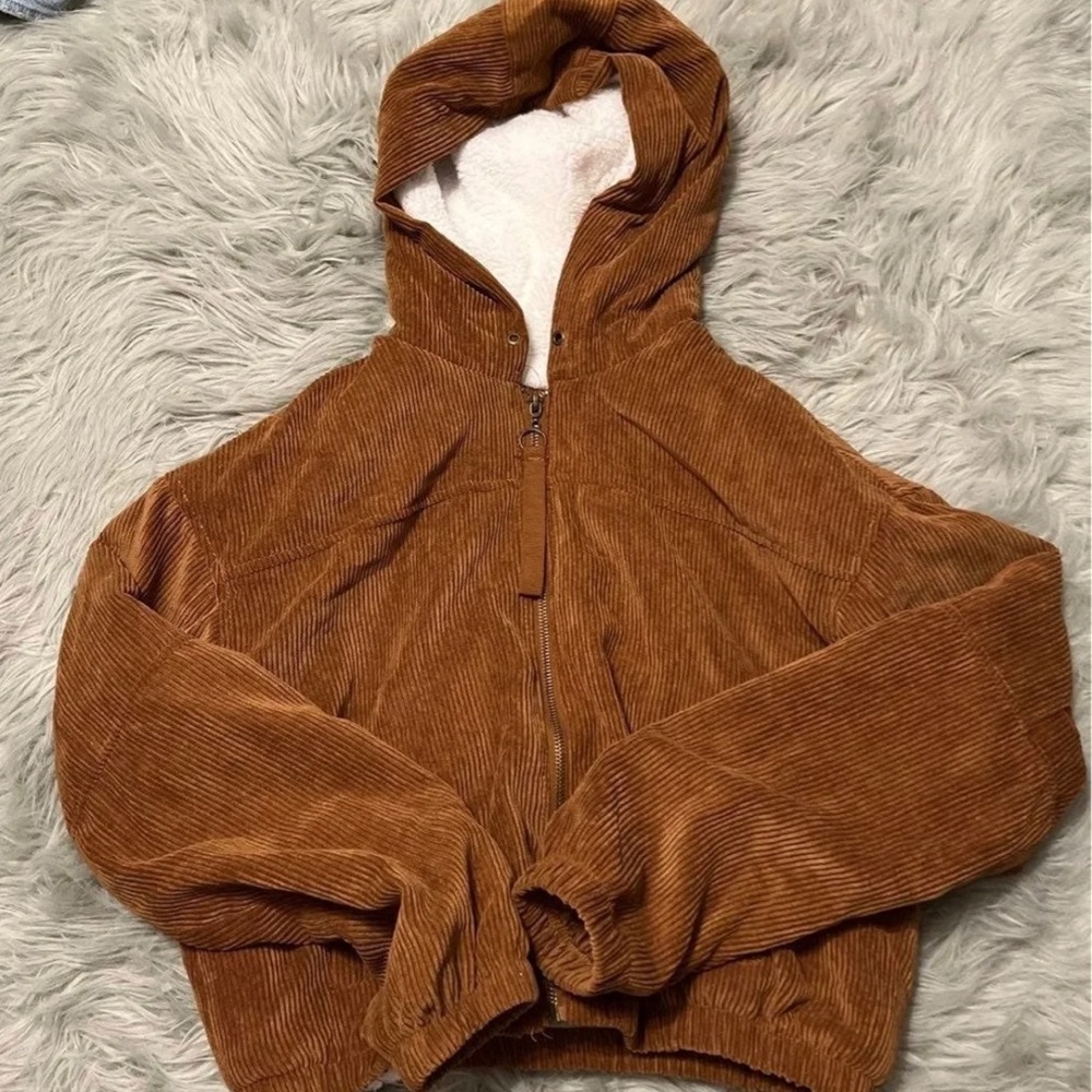 Zip Up Cropped Sherpa Ribbed Hoodie